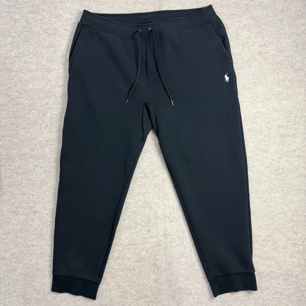 Polo Ralph Lauren Mens Double Knit Joggers Black Pony Logo Sweatpants XL